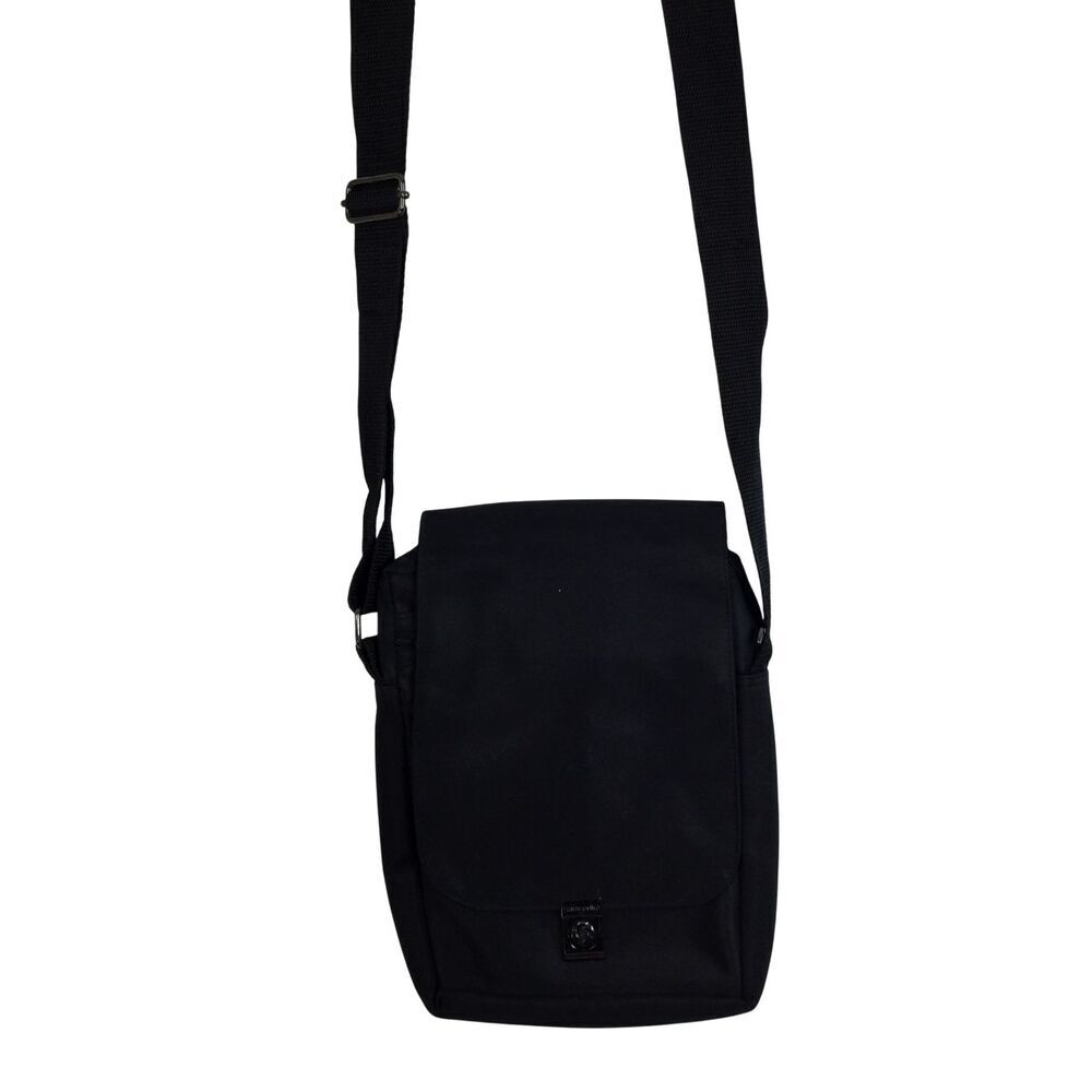 Samsonite Nylon Canvas Crossbody Sling Bag Black Pockets Zippers Travel